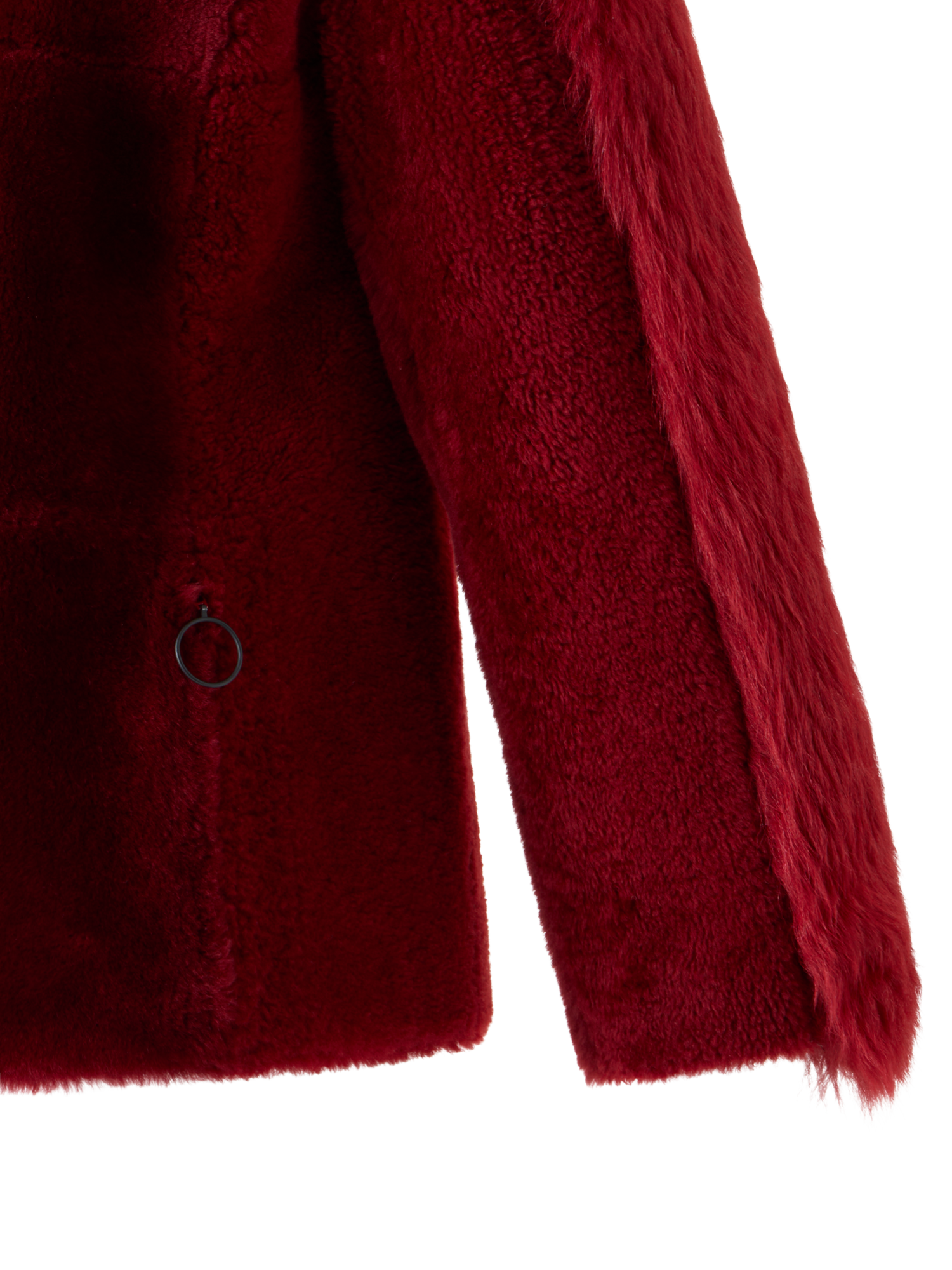 Designer Boxy Patchwork Shearling Short Coat - red