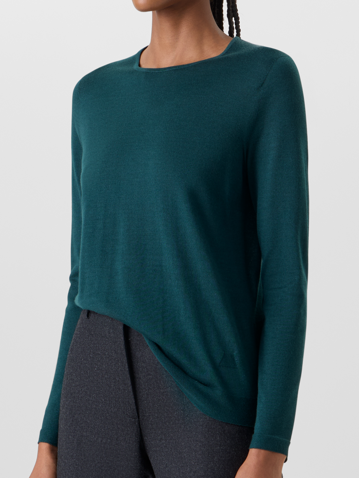 Designer Seamless Crew Neck Sweater in Cashmere Silk - green 