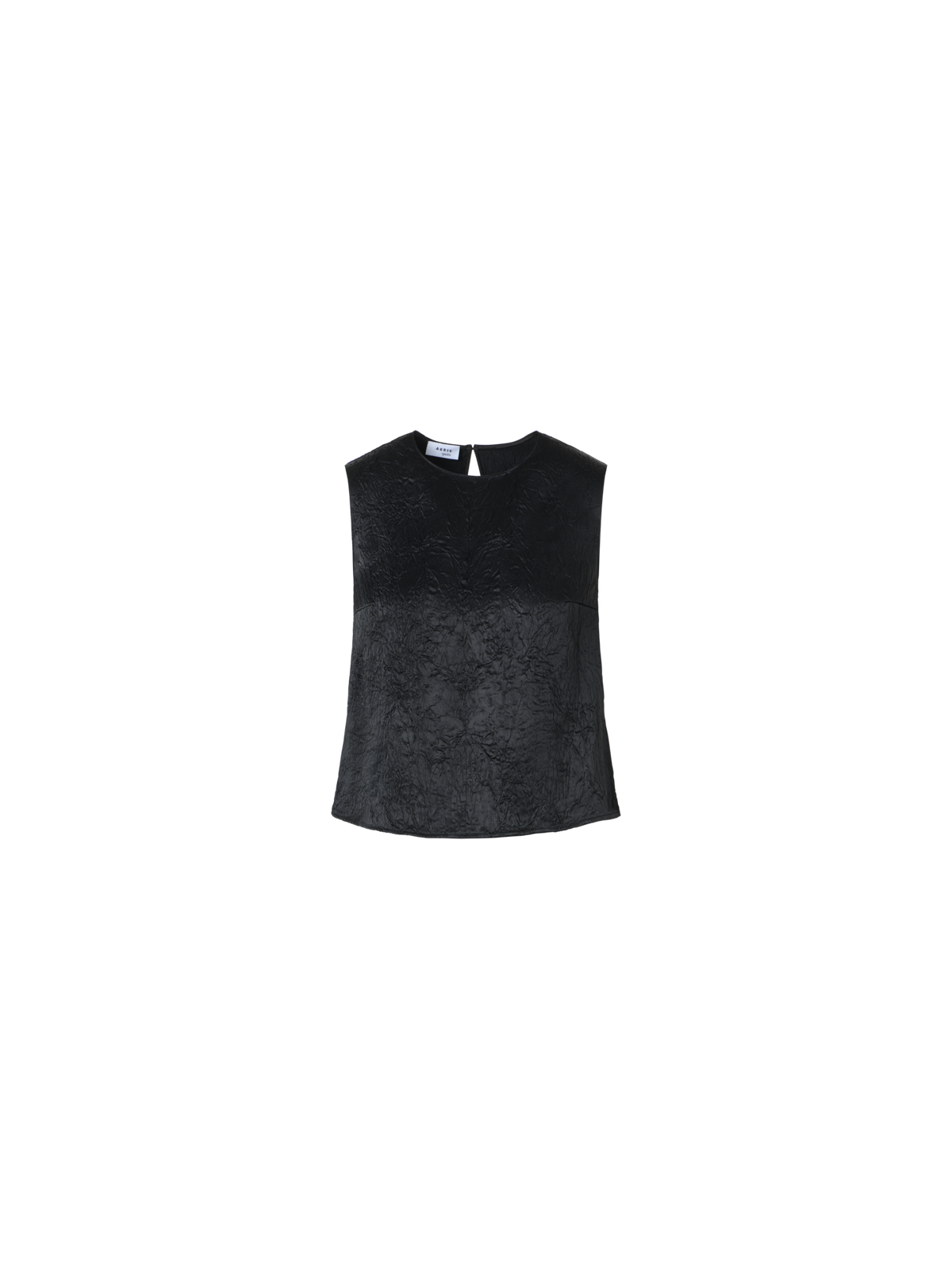 Designer Crinkled Satin Sleeveless Top - black