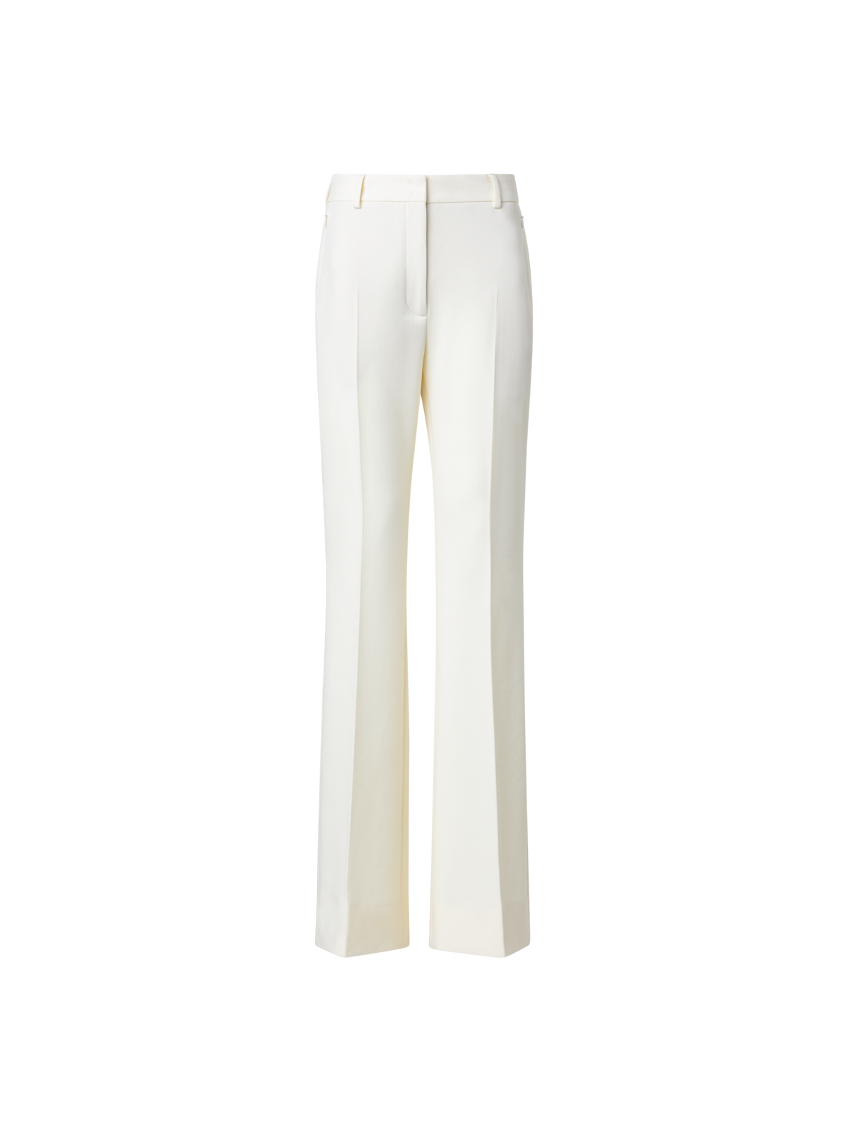 Designer Bootcut Wool Stretch Double-Face Pants - neutral - ecru - white