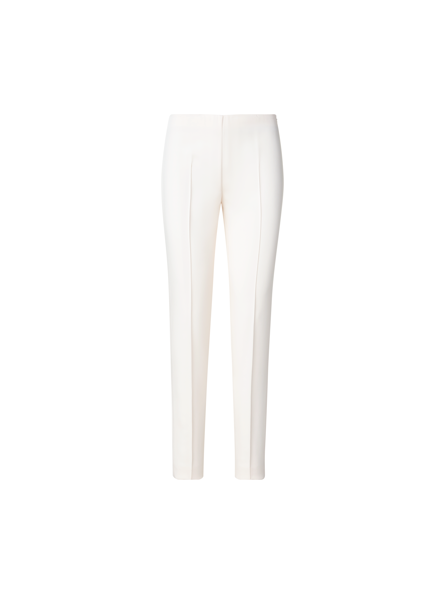 Designer Slim Silk Stretch Crêpe Pants - ecru - white