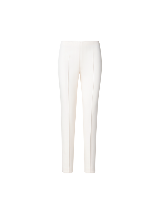 Designer Slim Silk Stretch Crêpe Pants - ecru - white