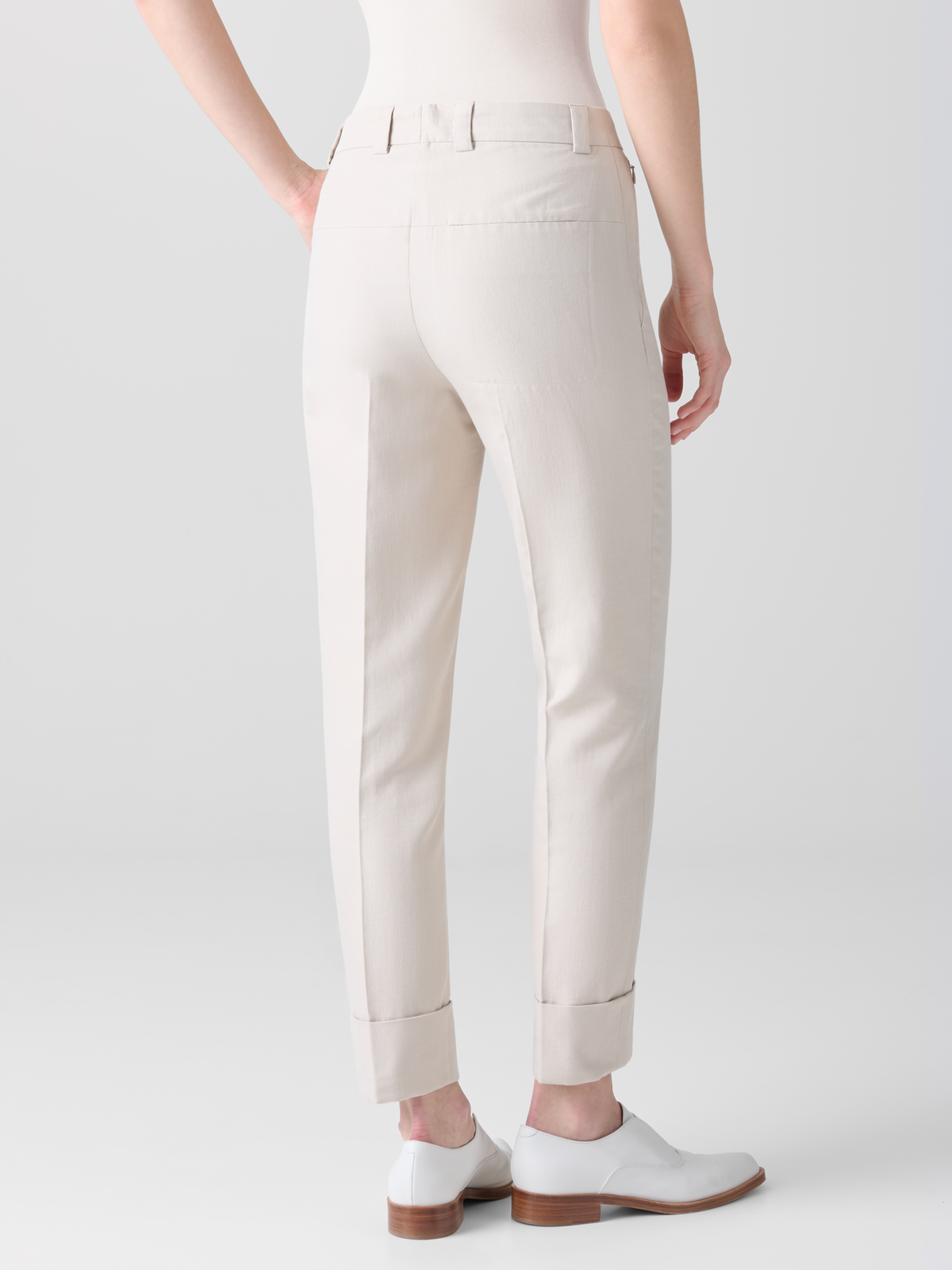 Designer Cropped Tapered Cotton Silk Double-Face Pants - neutral - grey - beige #editorial