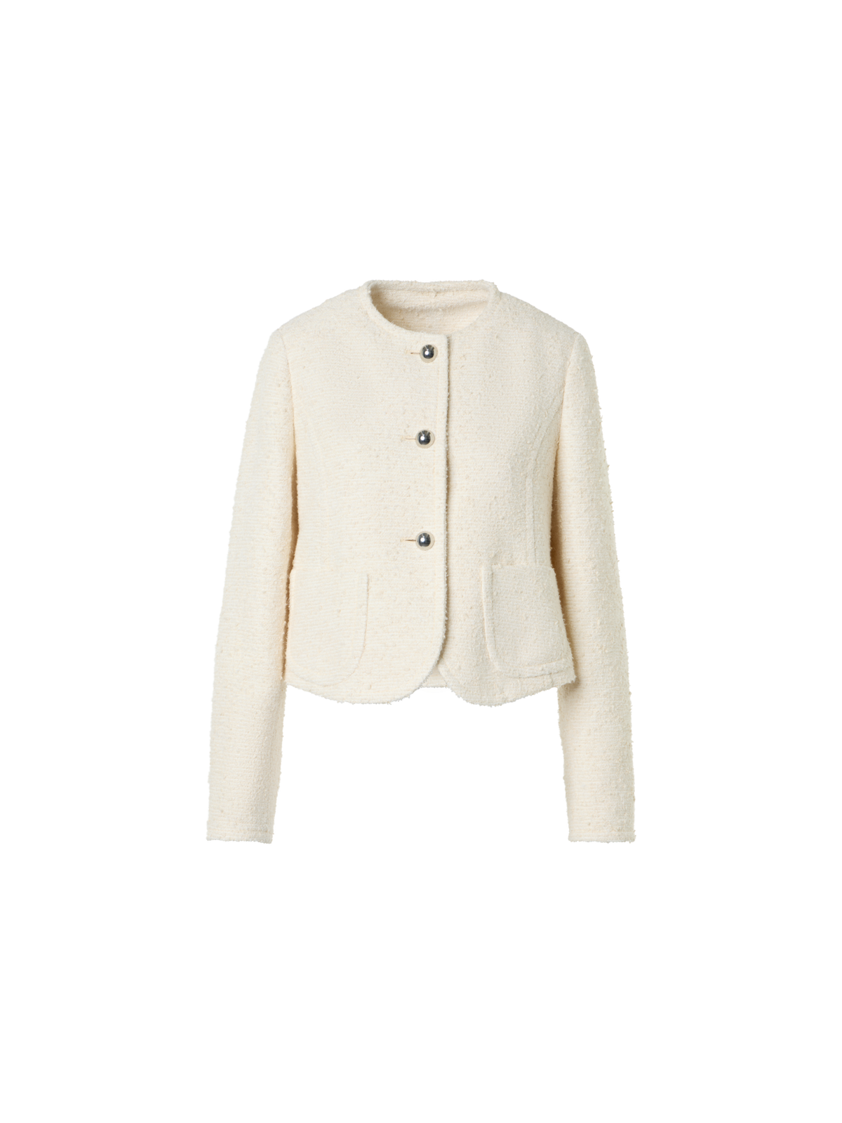 Designer Boxy Bouclé Cotton Summer Jacket - ecru