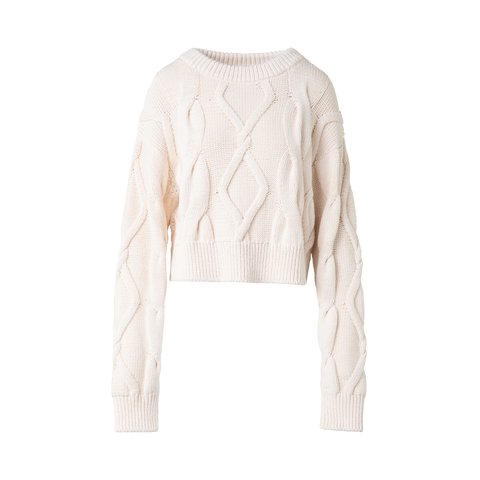 Crew Neck Sweater in Chunky Cable Cotton