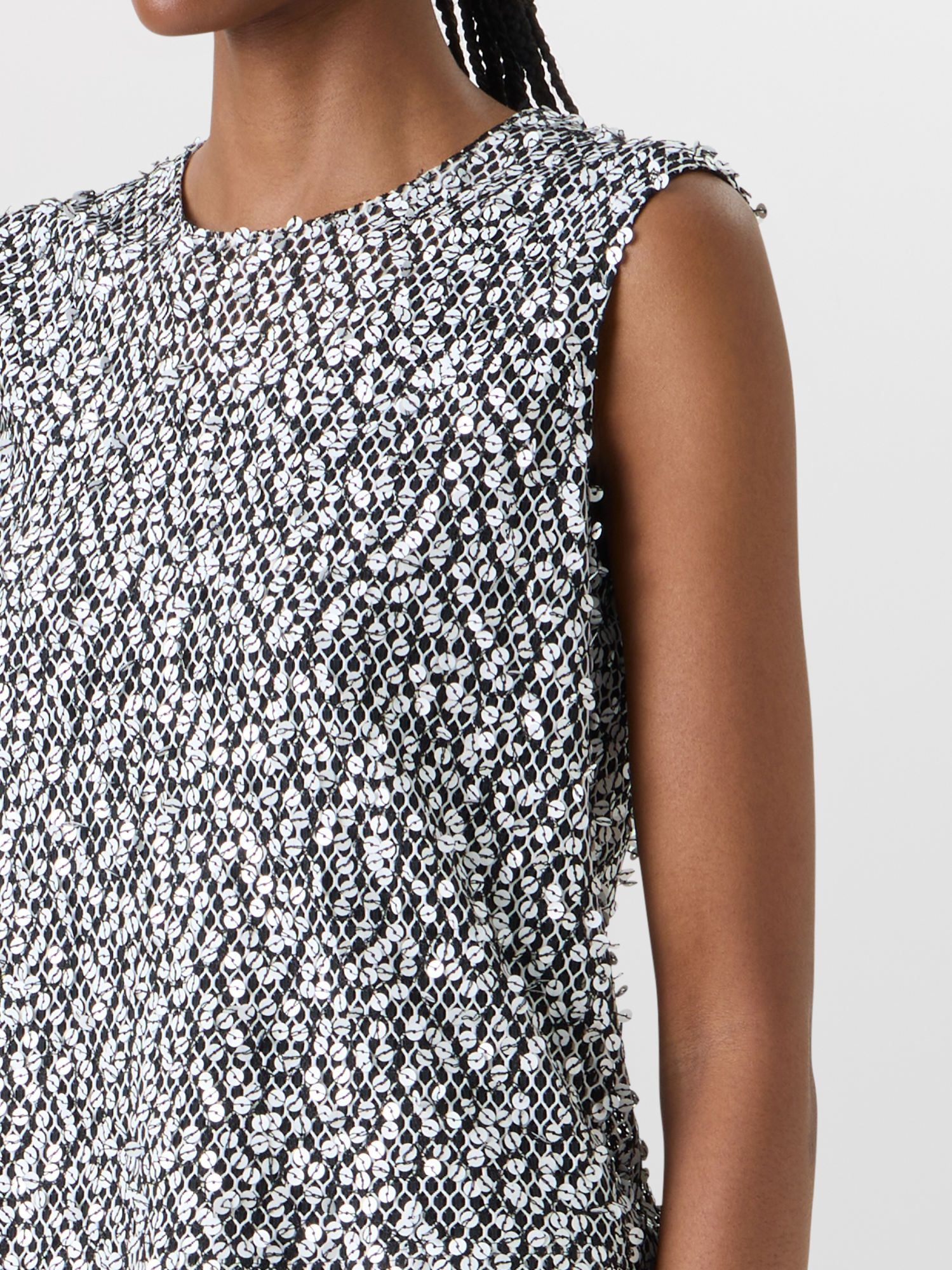 Designer Sleeveless Echo-Sequin Blouse  - multicolor - black 