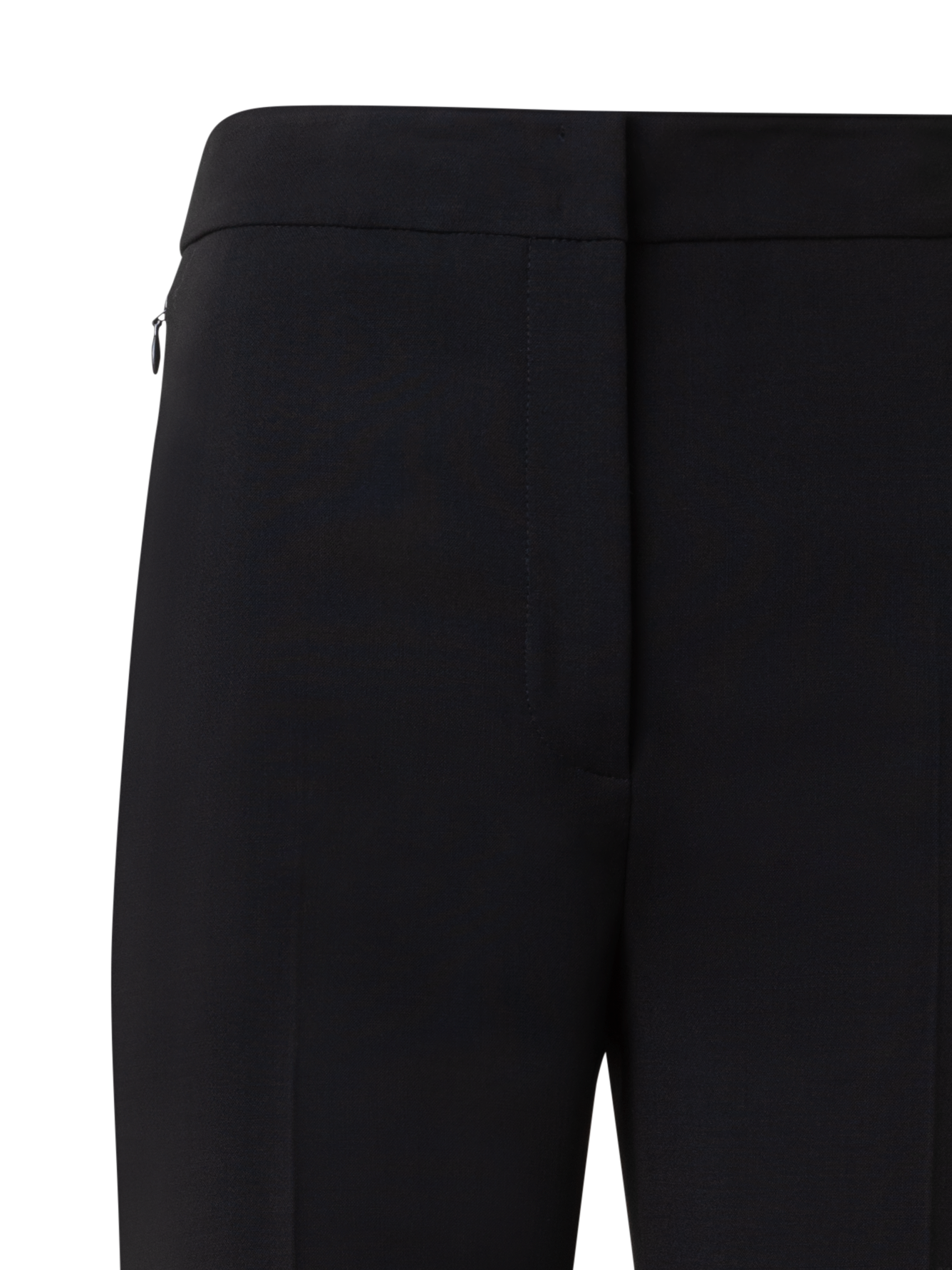 Designer Bootcut Wool Double-Face Pants with Satin Side Trim - neutral - black