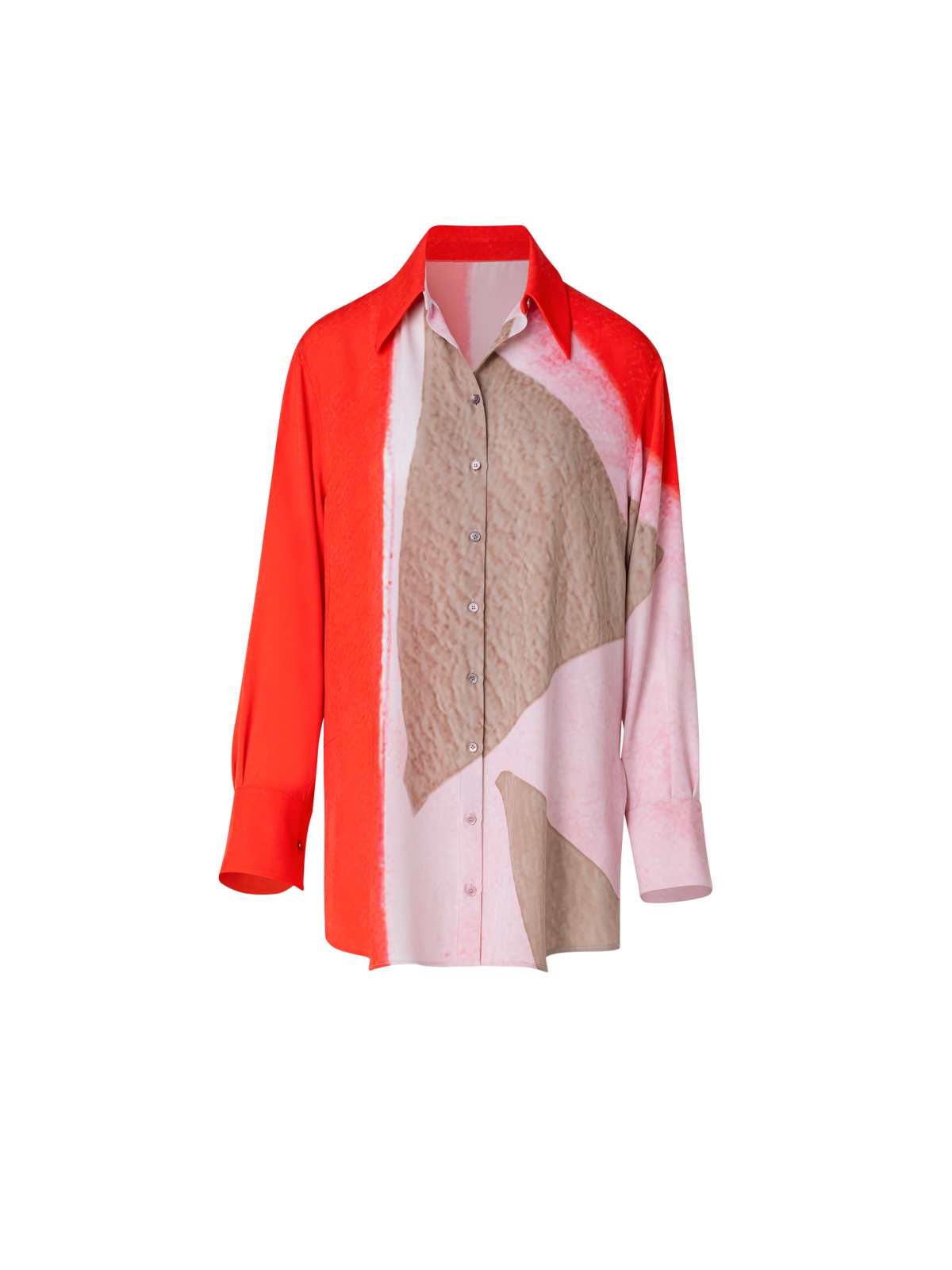 Designer Oversized Silk Tunic Blouse with Spectra Print - multicolor