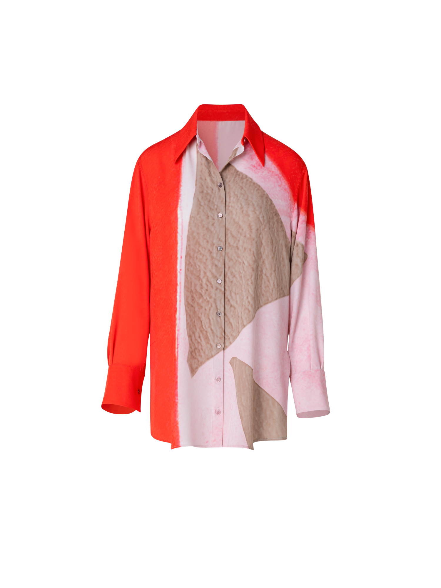 Designer Oversized Silk Tunic Blouse with Spectra Print - multicolor