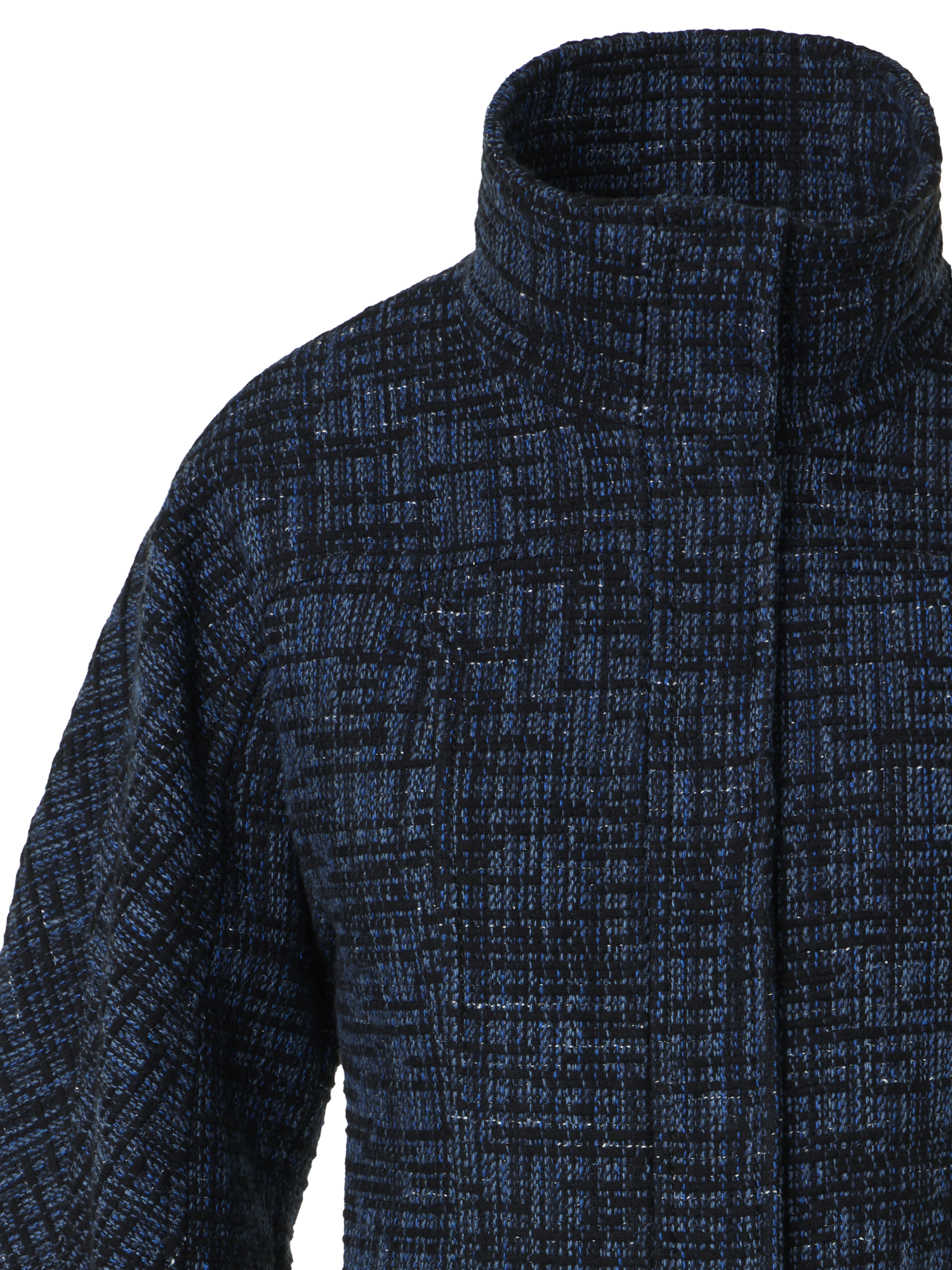 Designer Raw Denim Tweed Fitted Jacket - navy