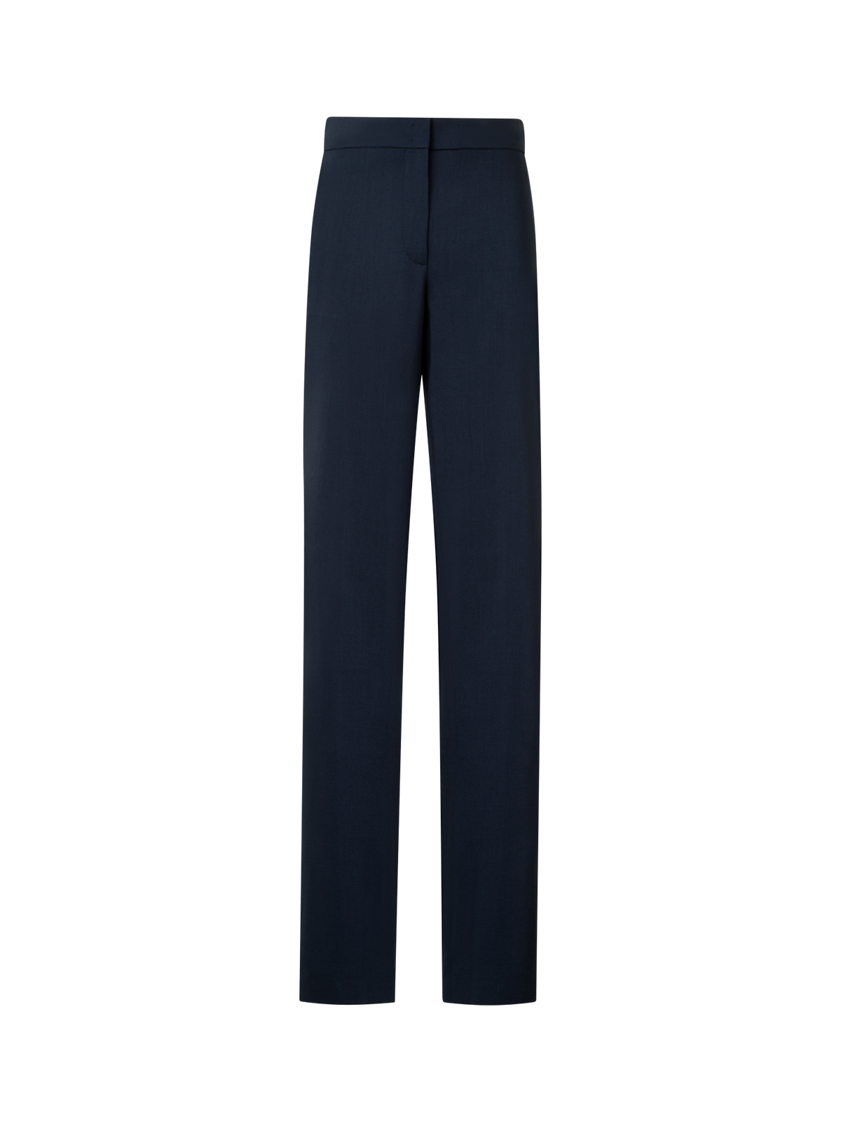 Designer Straight Cool Wool Pants with Elastic Waist - navy - blue