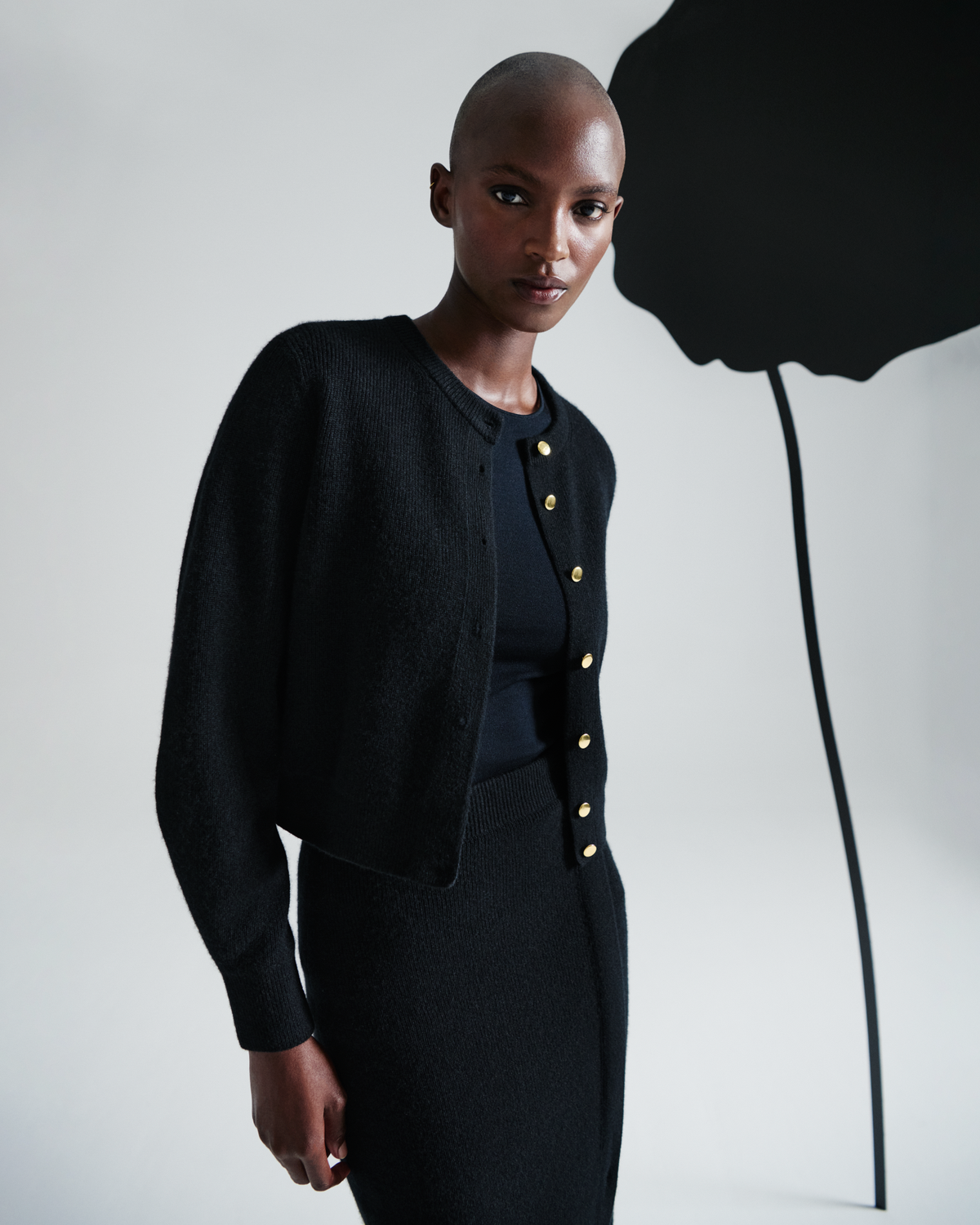 Ribbed Cashmere Cardigan with Gold Buttons Akris EU Ribbed Cashmere Cardigan with Gold Buttons Akris EU
