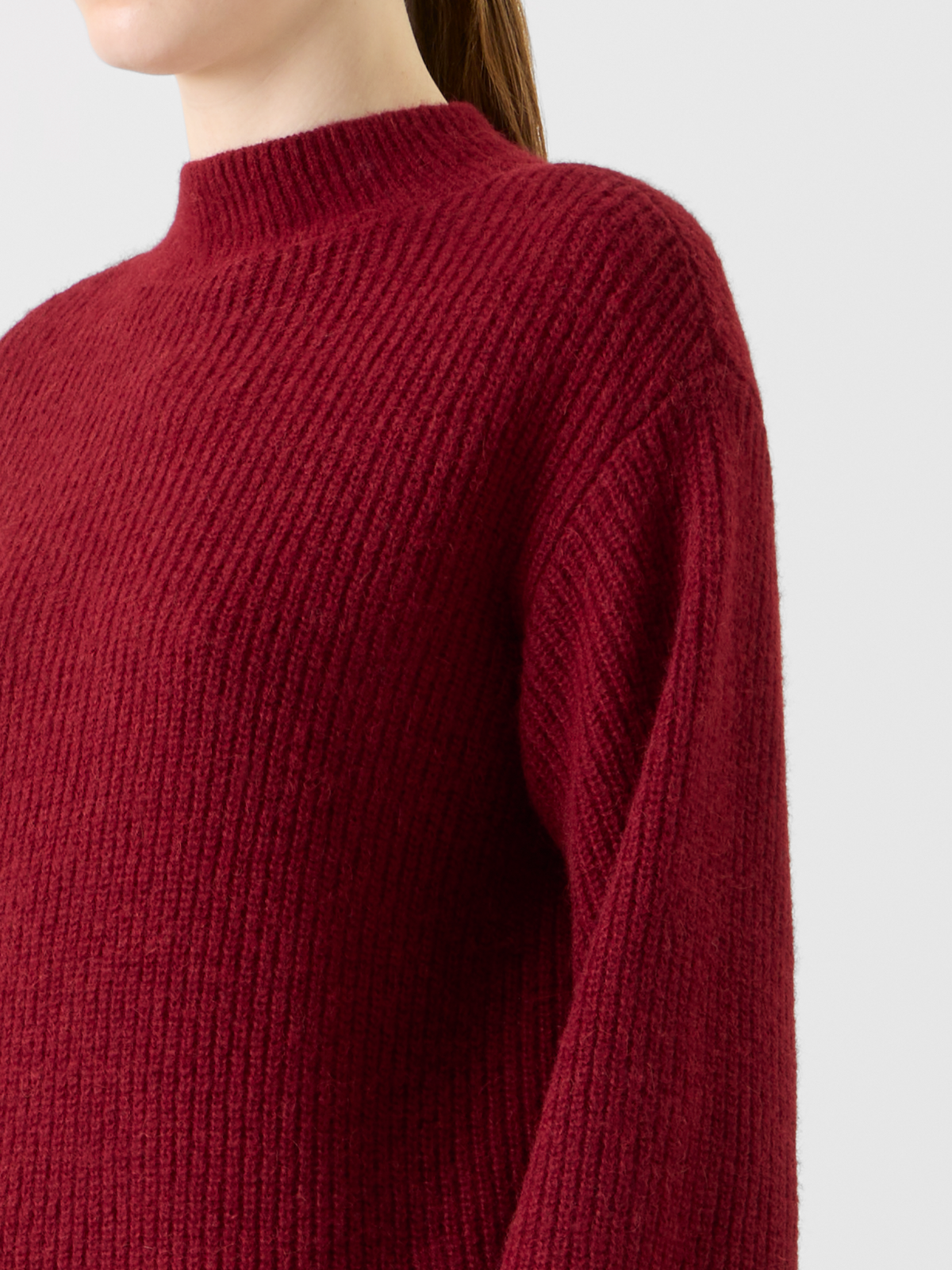 Designer Balloon Sleeve Alpaca Wool Knit Sweater - red #editorial