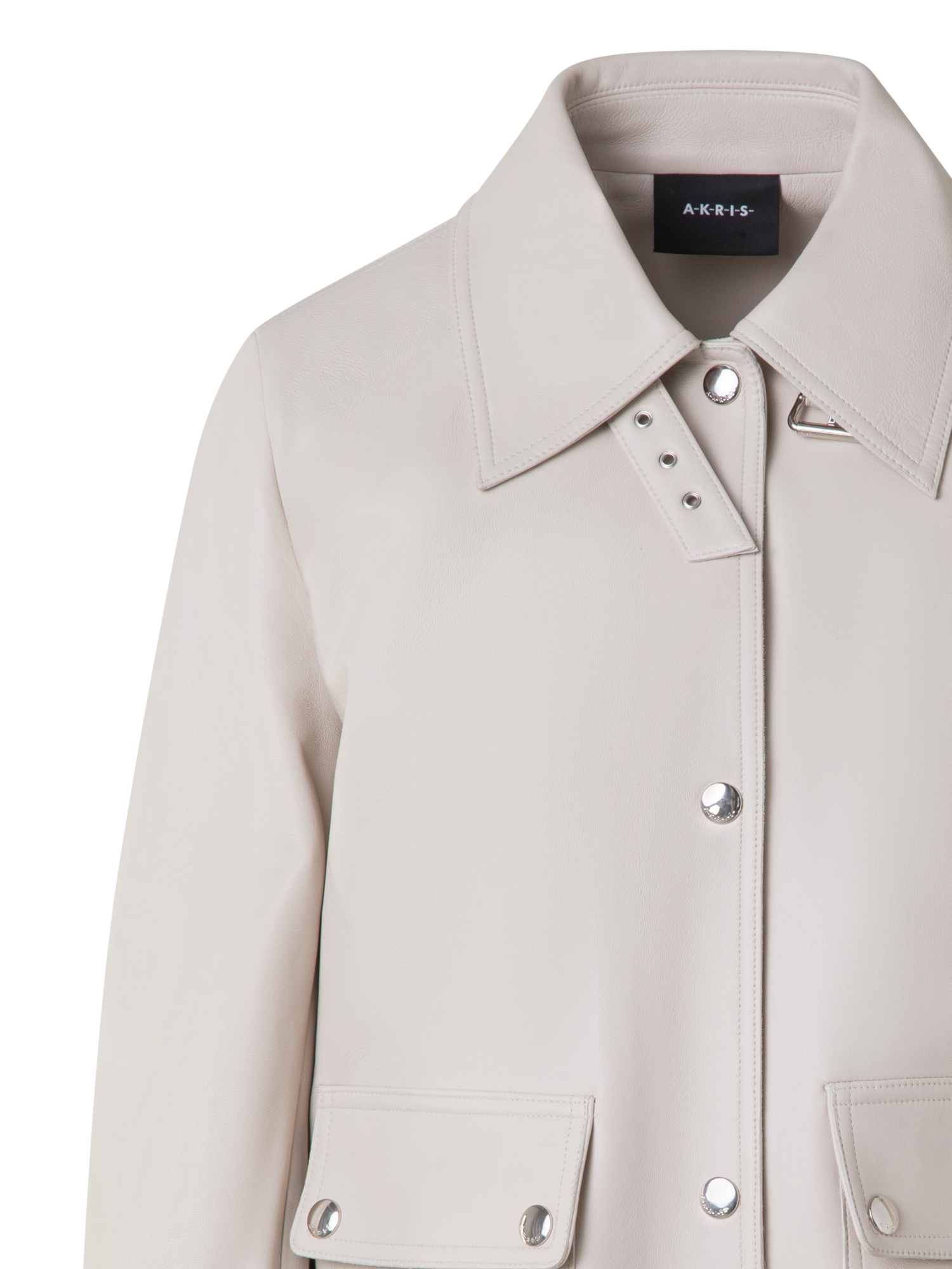Designer Blouson Leather Jacket - neutral - grey - beige