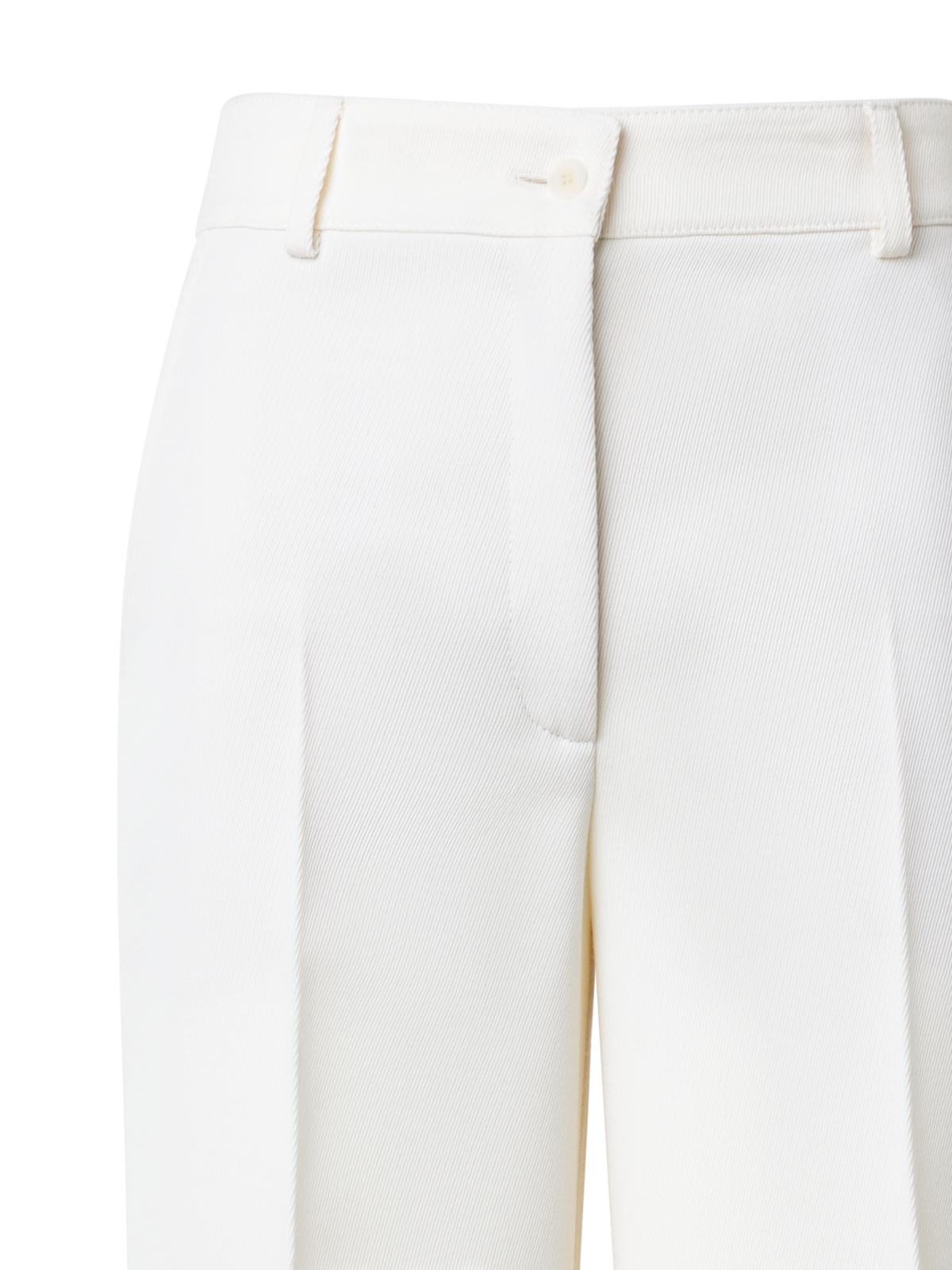 Designer Cropped Straight Wool Tricotine Pants - ecru - white