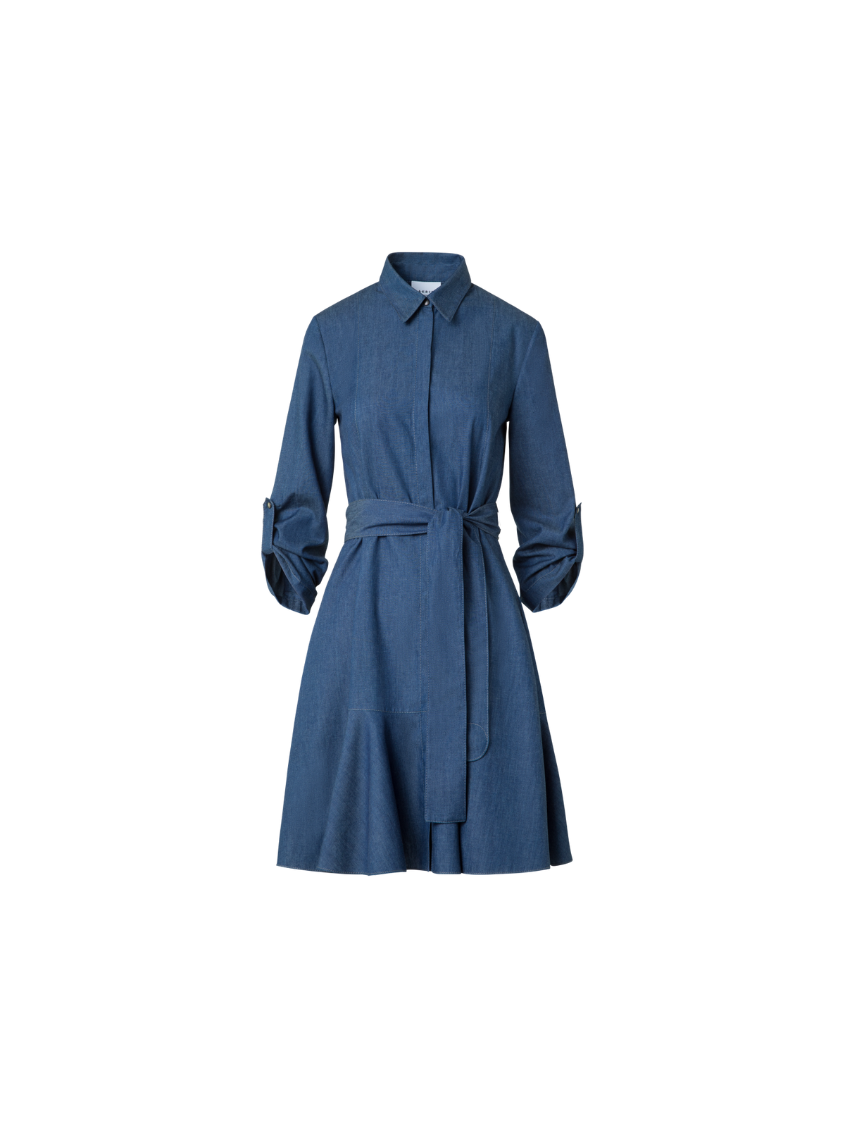 Designer Lightweight Cotton Denim Shirt Dress - blue