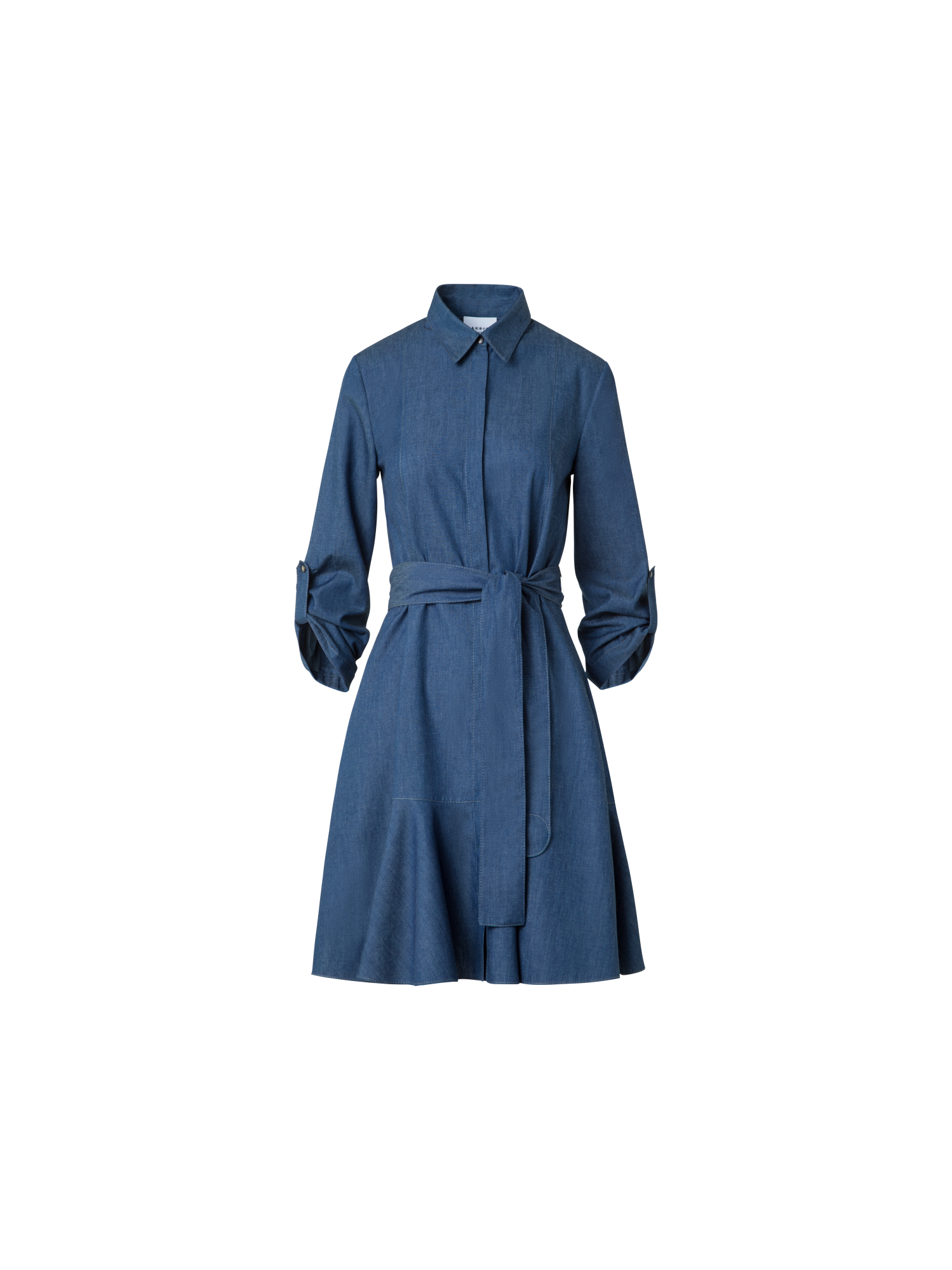 Designer Lightweight Cotton Denim Shirt Dress - blue