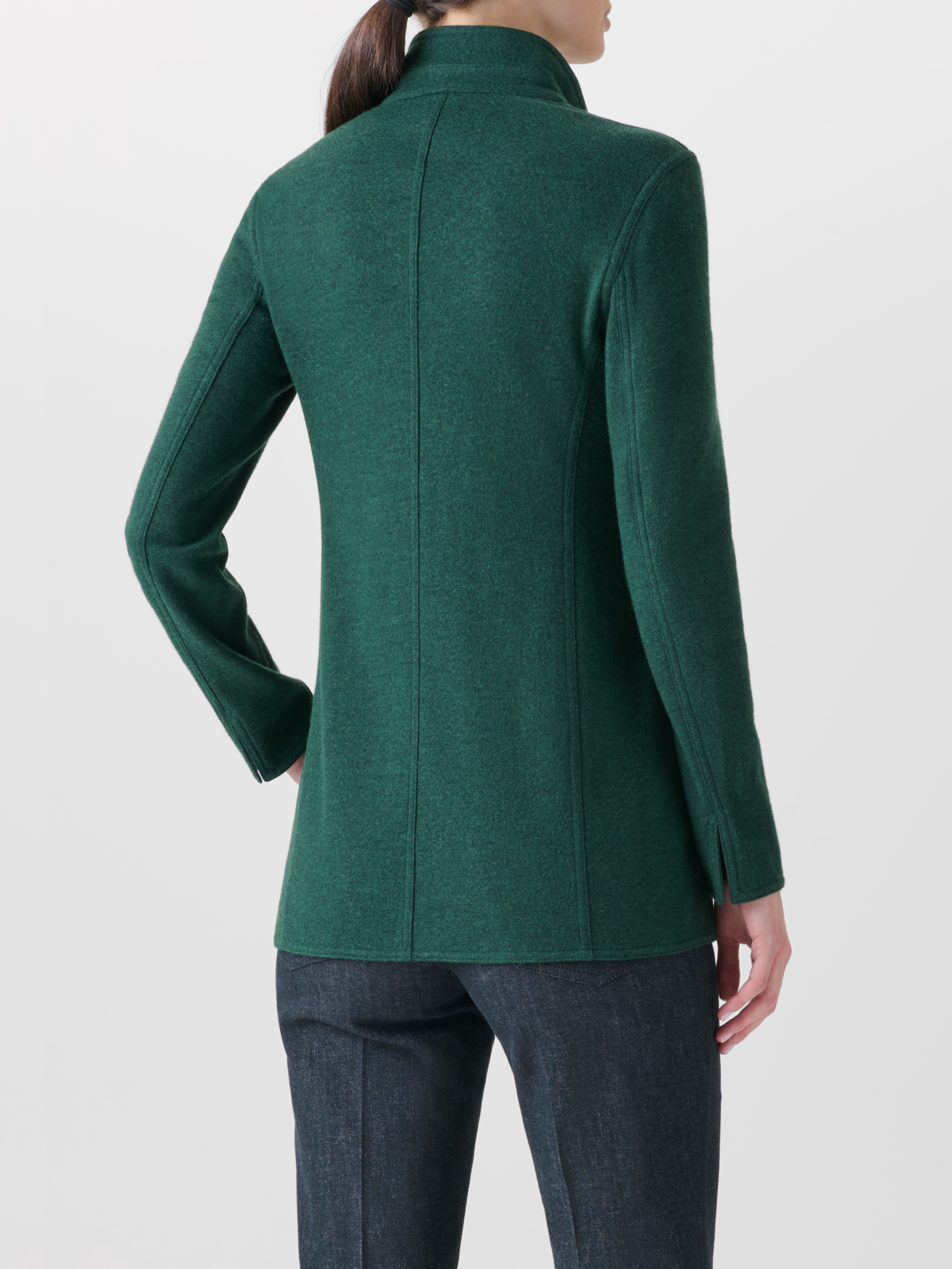 Designer Long Cashmere Jersey Blazer Jacket - green #editorial