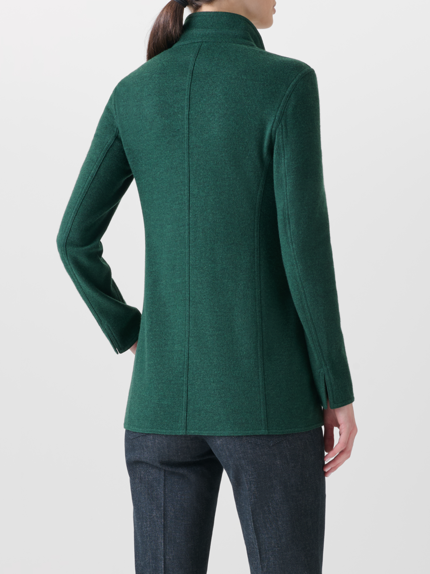 Designer Long Cashmere Jersey Blazer Jacket - green 
