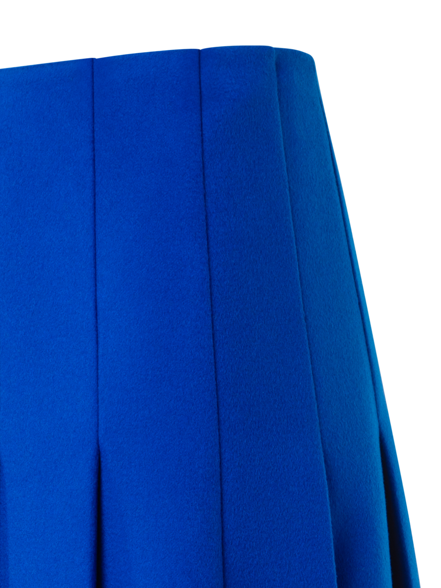 Designer Pleated Wool Flannel Double-Face Midi Skirt - blue