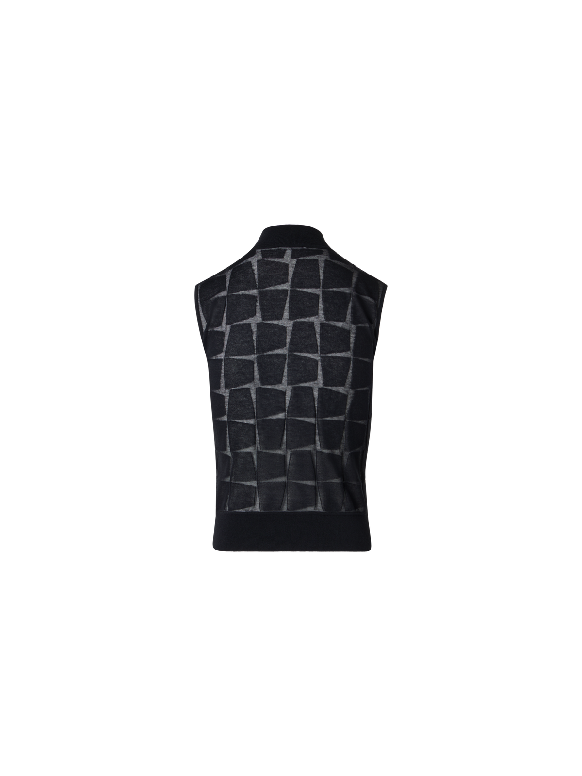 Designer Sleeveless Trapezoid Jacquard Knit Top - black