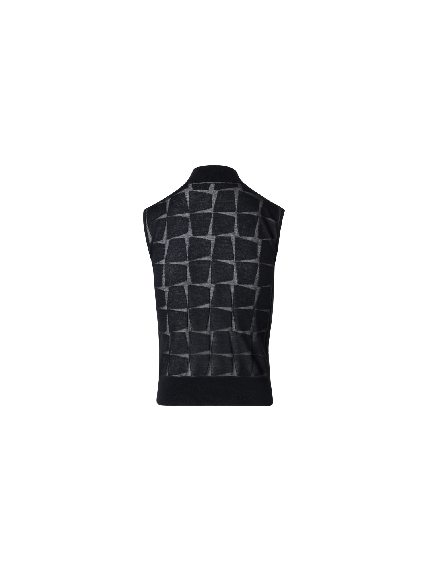 Designer Sleeveless Trapezoid Jacquard Knit Top - black