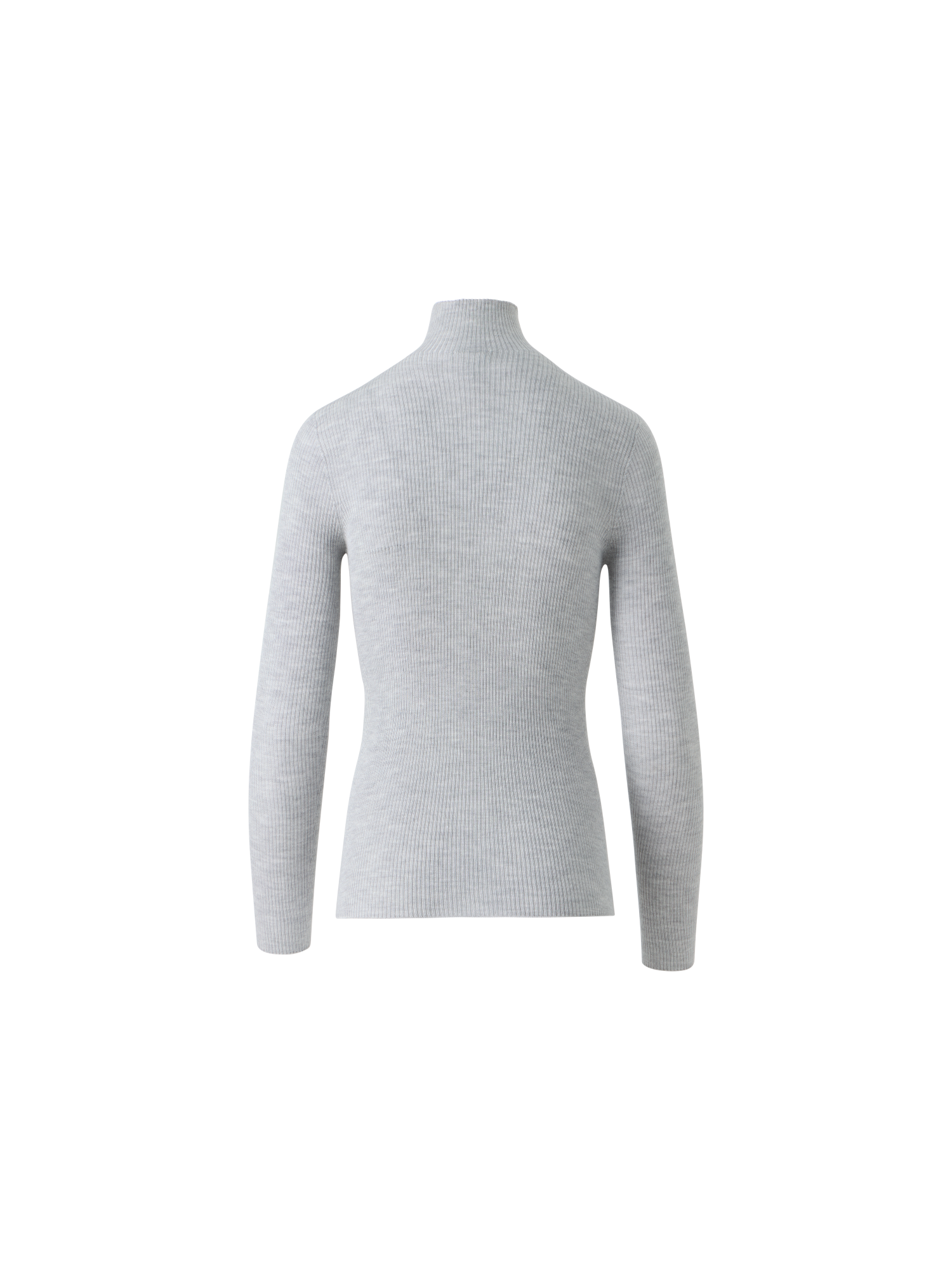 Designer Fine Rib Cashmere Silk Mock Neck Pullover - grey - neutral