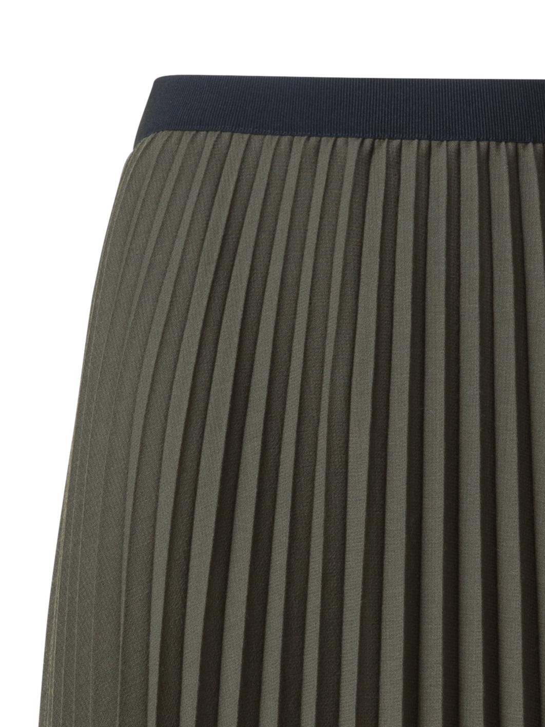 Designer Midi Pleated Skirt in Wool Blend - neutral - green