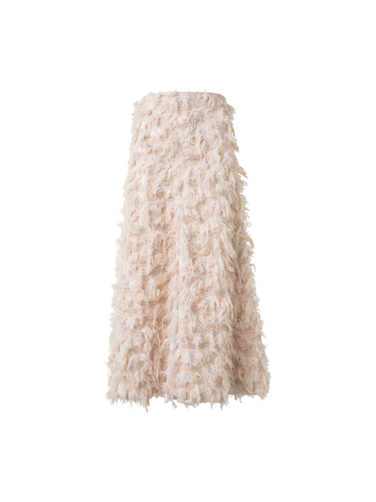 Designer Flared Midi Skirt in 3D Jacquard - neutral - pastel - beige