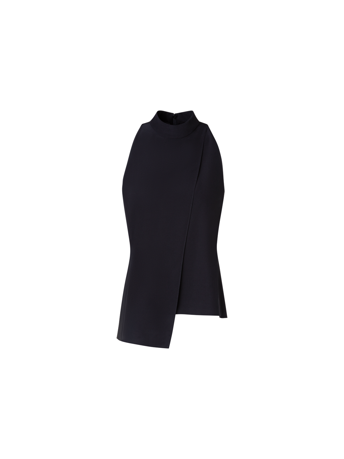 Designer Sleeveless Silk Blouse with Asymmetrical Front - black