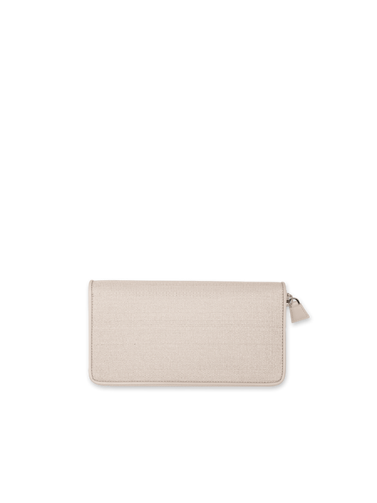 Designer Long Zip Wallet - ecru - beige