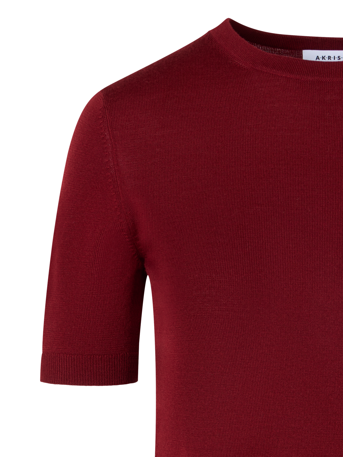 Designer Short-Sleeve Merino Wool Knit Sweater - red
