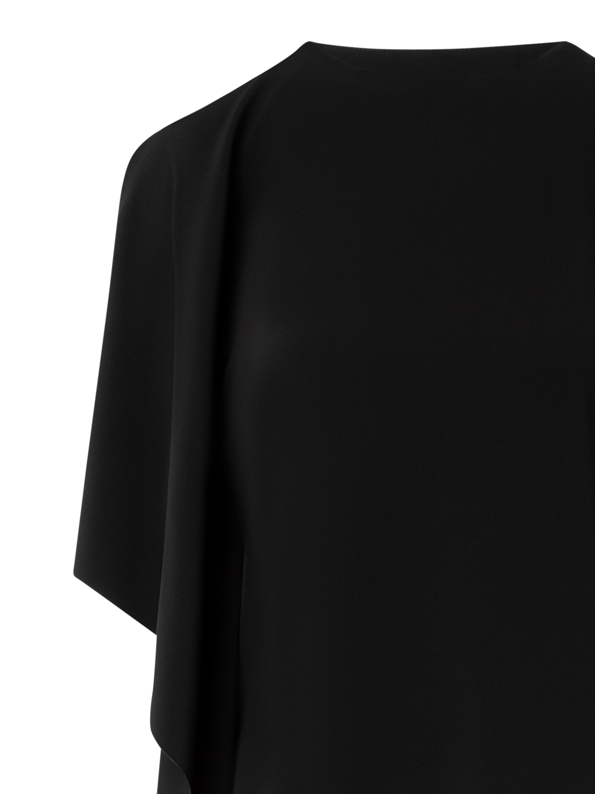 Designer Laser Cut Midi Dress with Off-shoulder Drape - black