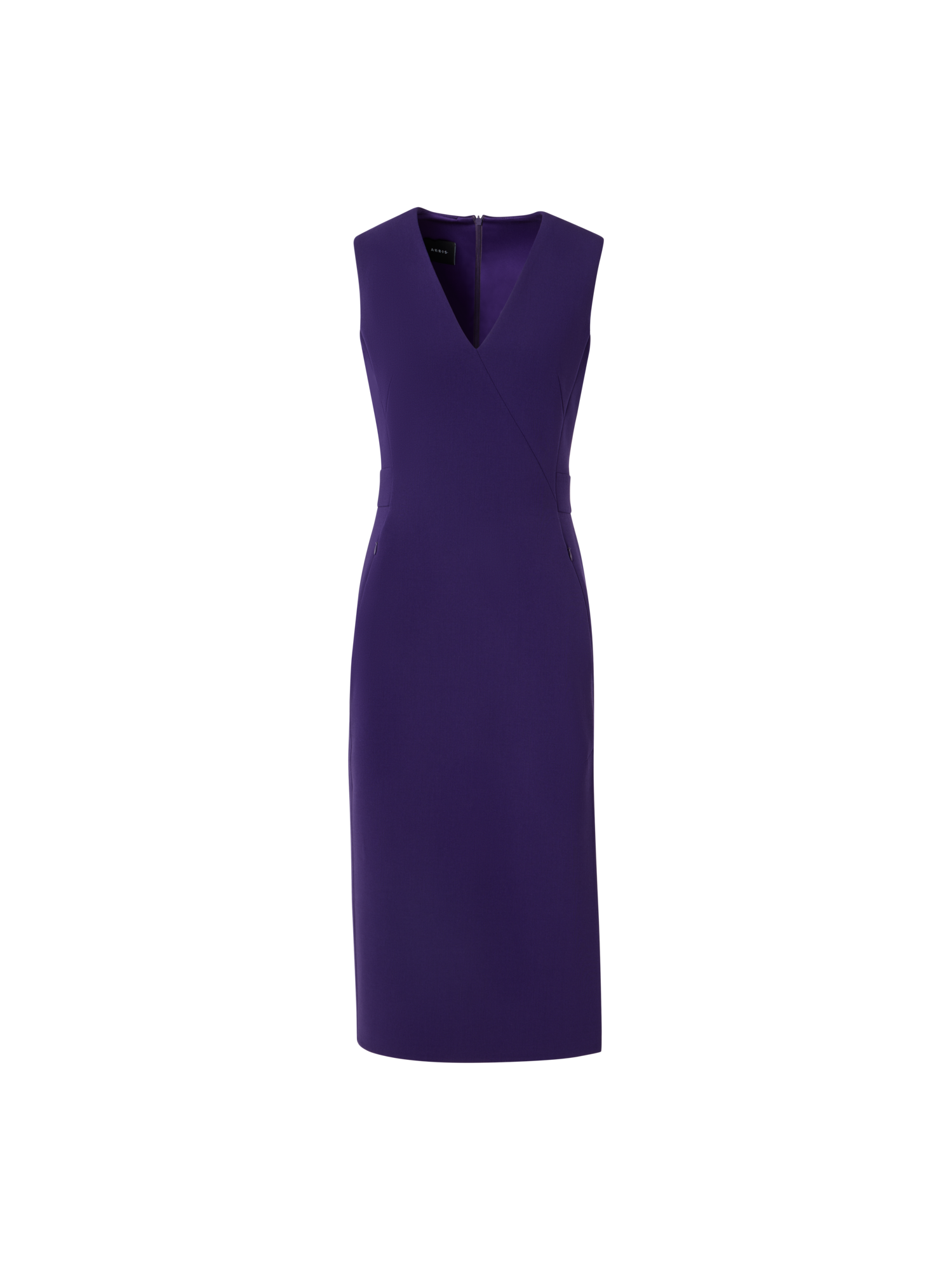 Designer Sleeveless Bi-Stretch Wool Double-Face Shift Dress - purple