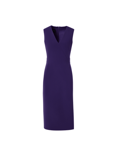 Designer Sleeveless Bi-Stretch Wool Double-Face Shift Dress - purple