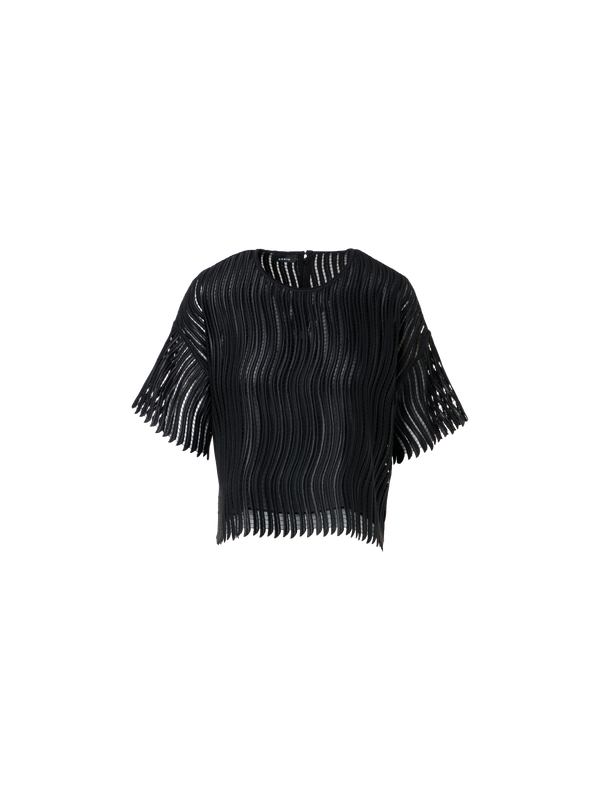 Designer Boxy Blouse in Wave Guipure - black