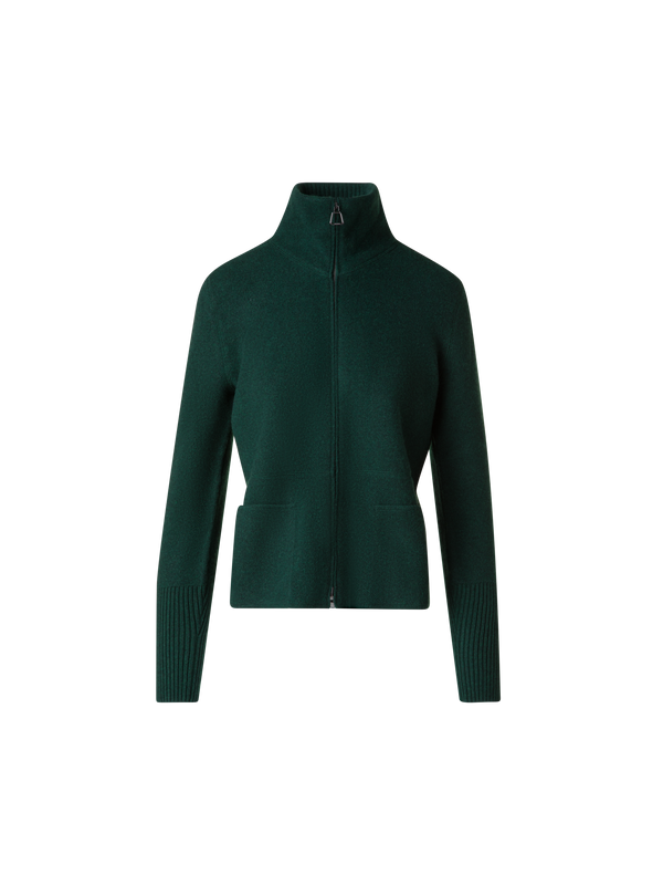 Designer Cardigan in Cashmere Pique Knit  - green