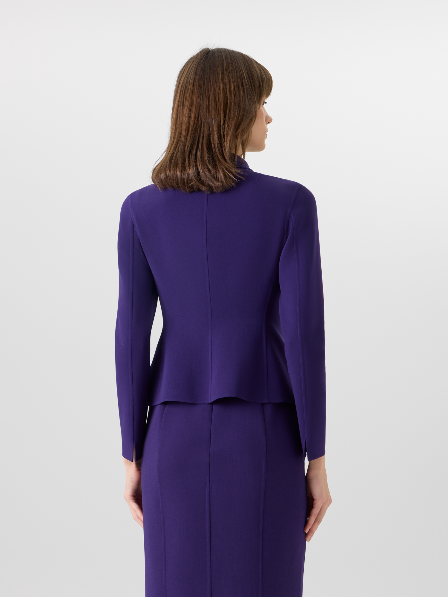 Designer Hamer Short Jacket in Bi-Stretch Wool Double-Face - purple 