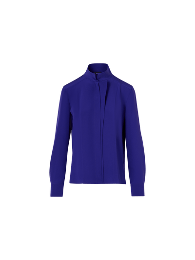 Designer Long-Sleeve Silk Crêpe Blouse - purple