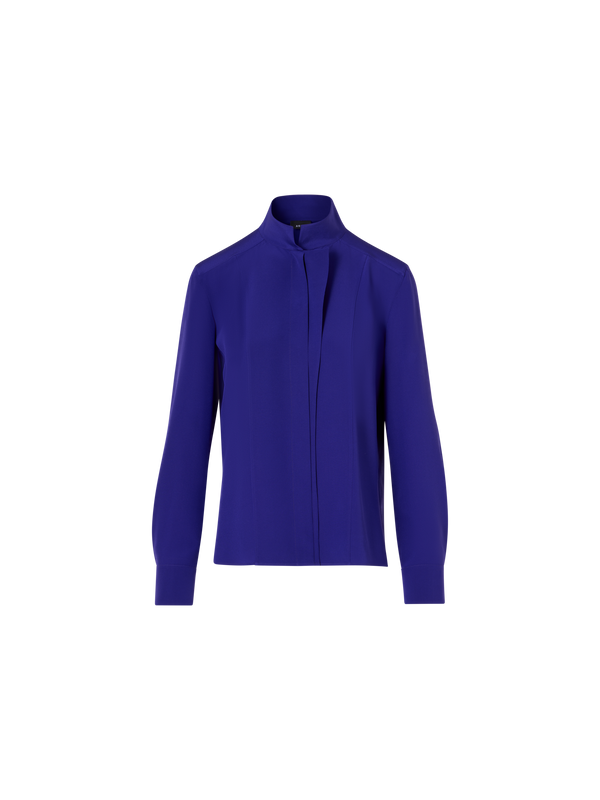 Designer Long-Sleeve Silk Crêpe Blouse - purple
