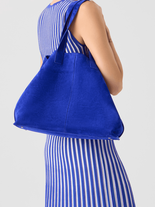Designer Ai Medium Shoulder Tote Bag - blue 