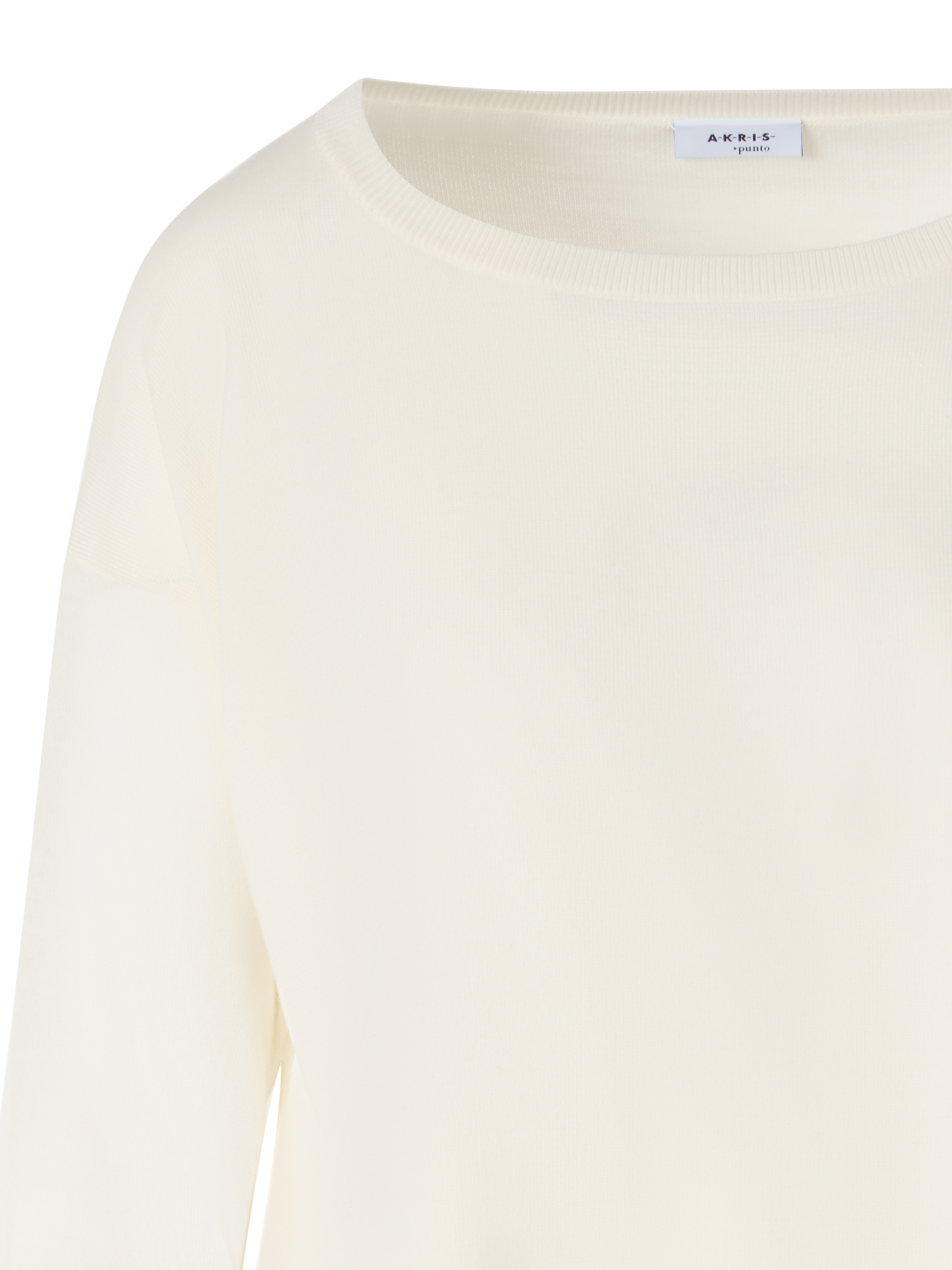 Designer Bracelet-Sleeve Merino Wool Knit Pullover - ecru