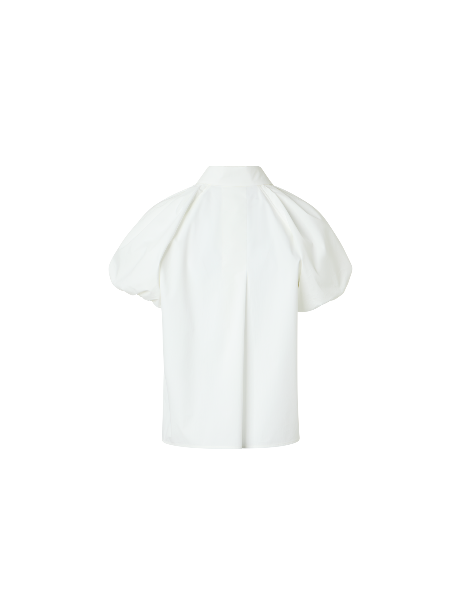 Designer Cotton Poplin Blouse with Bubble Sleeves - white