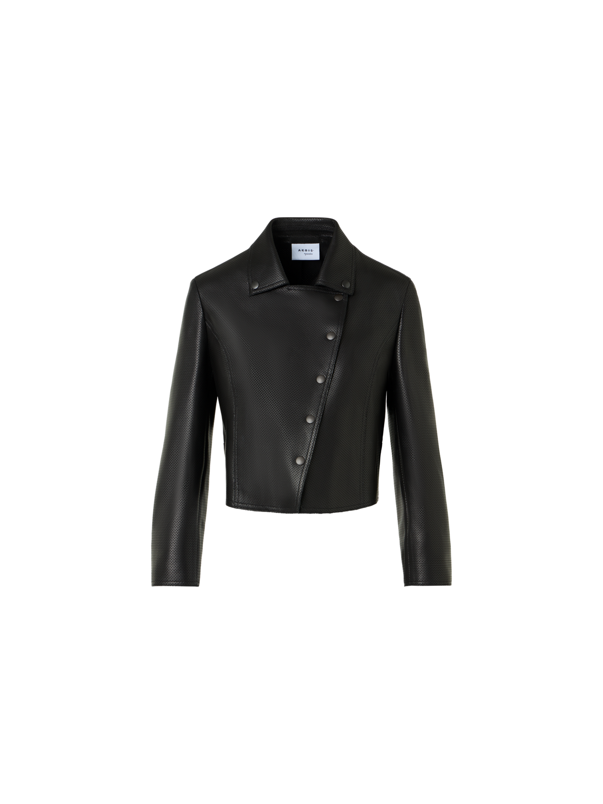 Designer Biker Jacket in Pin Dot Nappa Leather - black