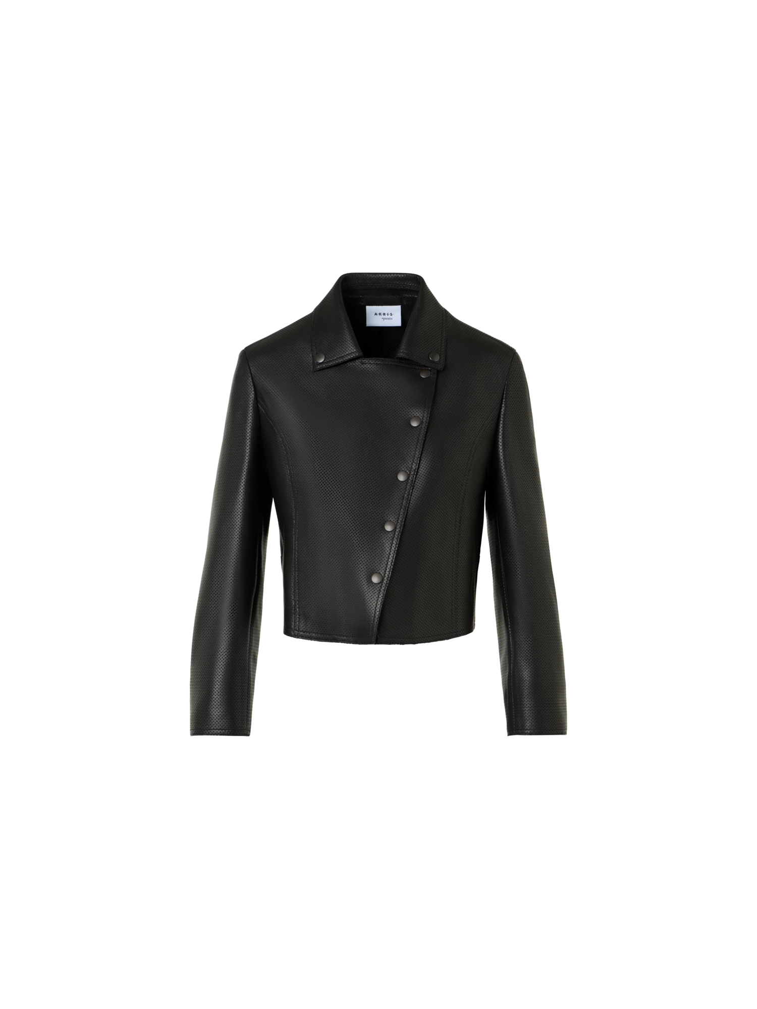 Designer Biker Jacket in Pin Dot Nappa Leather - black