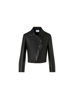 Designer Biker Jacket in Pin Dot Nappa Leather - black
