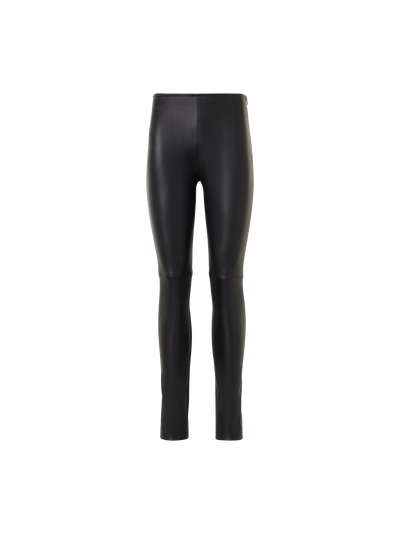 Designer Skinny Pants in Lamb Nappa Leather Front and Jersey Back - black