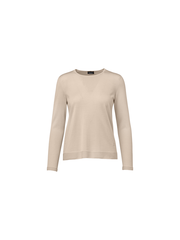 Designer Fine Gauge Cashmere Silk Pullover - neutral - beige