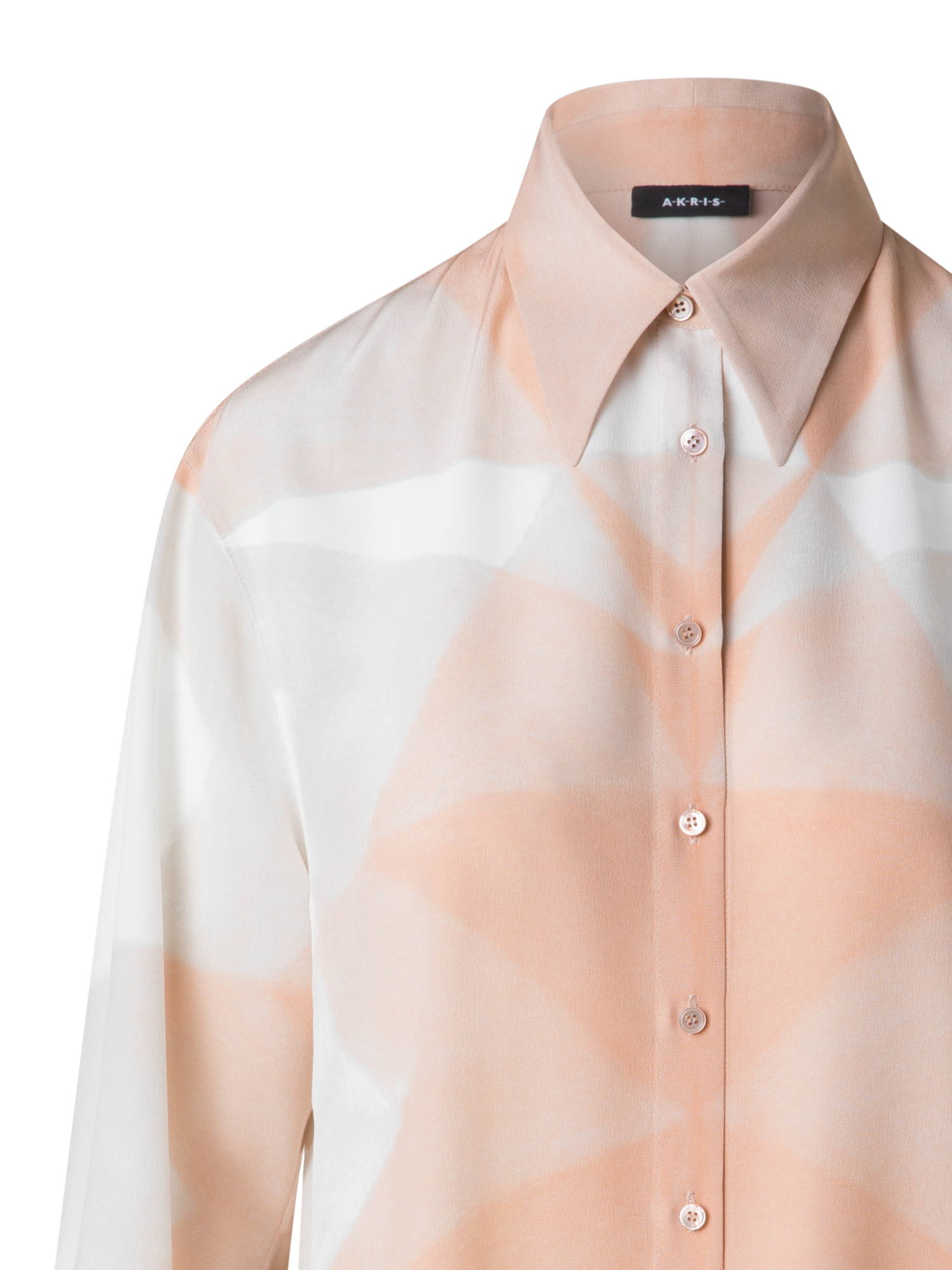 Designer Silk Tunic Blouse with Chiaroscuro Print  - pastel - multicolor - pink