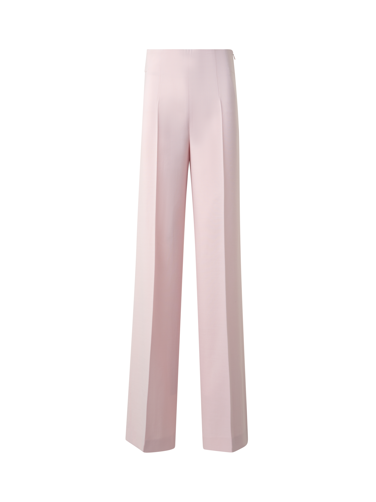 Designer Wide Straight Wool Double-Face Pants - pastel - pink